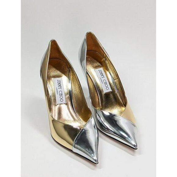 Jimmy Choo Women's Cass 95 Metallic Pointed Toe Pumps Size 38.5 (MSRP $950) - Picture 5 of 11